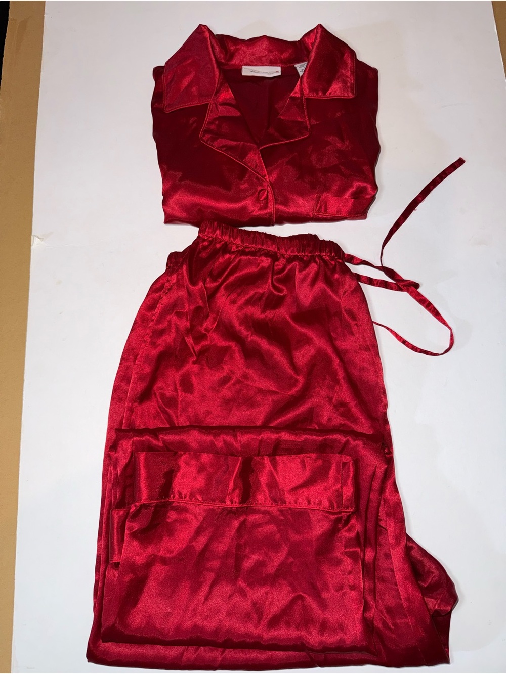 Lord & Taylor Red Satin Pajama Set
